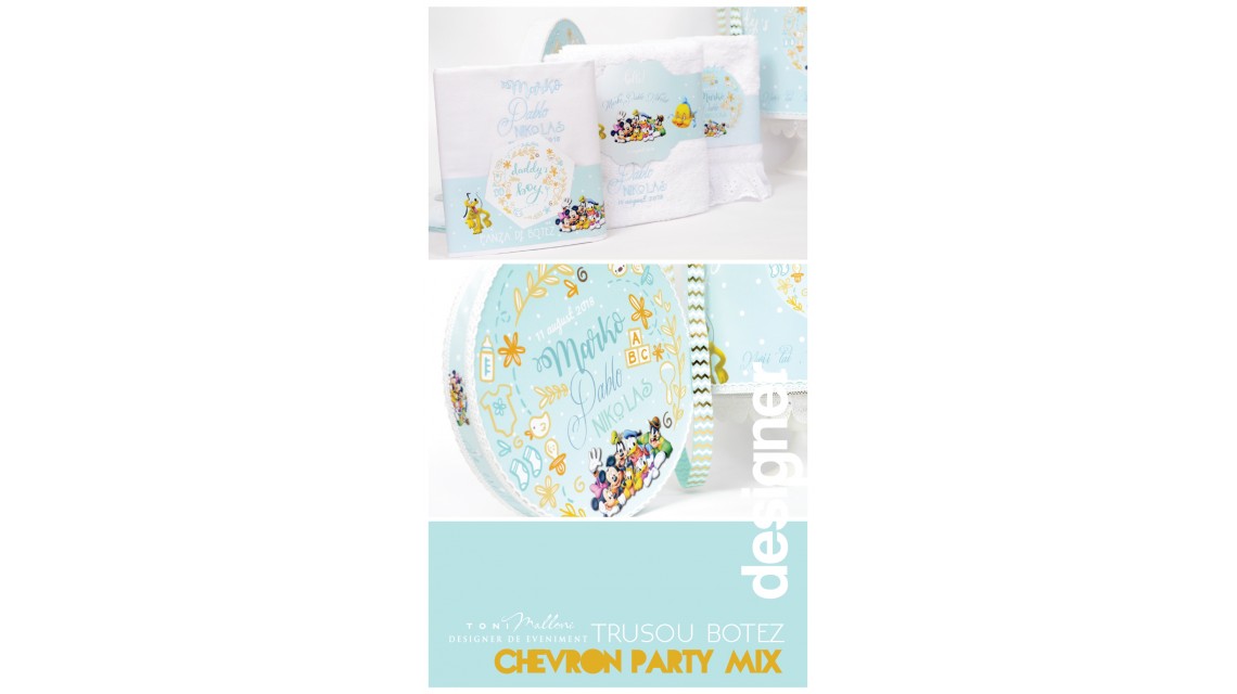 Trusou de botez brodat pentru baieti personaje din desene, Chevron Party Mix 2